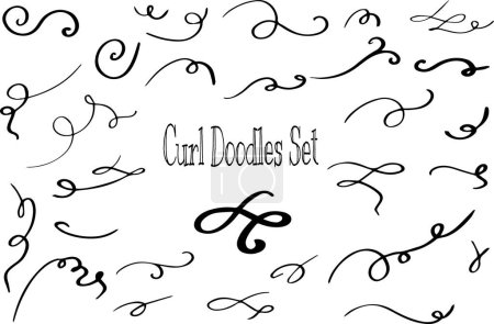 Photo for Hand drawn doodle curl, swirl collection Devider mark icons set black grunge Vector illustrations isolated on white background - Royalty Free Image