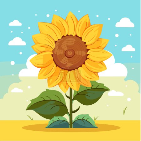 Illustration for Sunflower flower isolated, summer vector flat illustration. - Royalty Free Image