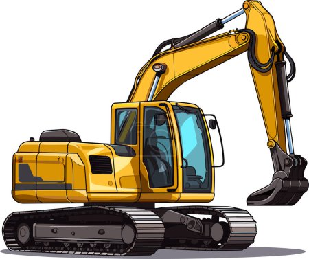 Illustration for Excavator. Vector illustration of one excavator isolated on a white background. Construction, building, heavy machine, industrial machinery, mining industry illustration - Royalty Free Image