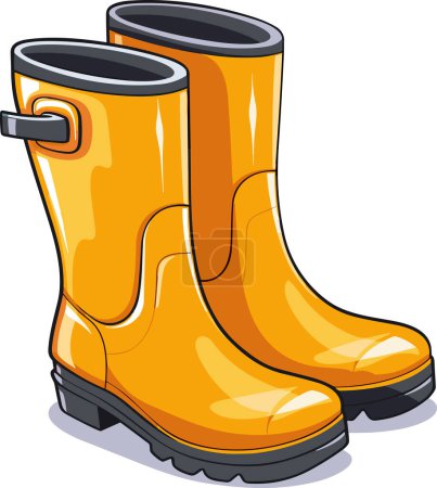 Cartoon high clean rubber boots. Gardening, autumn. Flat style. Isolated on neutral background.