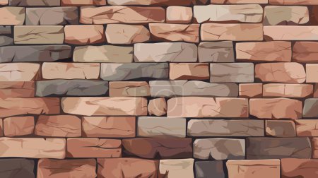 Téléchargez les illustrations : Vieille pierre Brick dessin animé mur vectoriel illustration fond - texture motif - en licence libre de droit