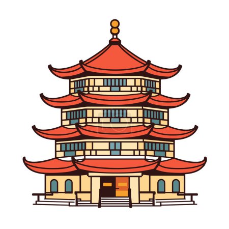 Téléchargez les illustrations : Temple bouddhiste, monastère. Symbole du bouddhisme. Maison de pagode. Vecteur. Bâtiment religieux. - en licence libre de droit