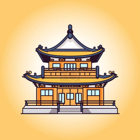 Téléchargez les illustrations : Temple bouddhiste, monastère. Symbole du bouddhisme. Maison de pagode. Vecteur. Bâtiment religieux. - en licence libre de droit