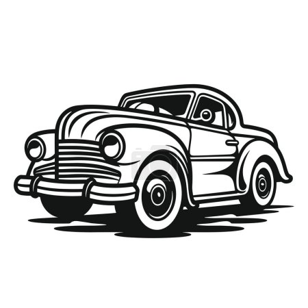 Ilustración de Vector vintage lowrider auto, icono de ilustración de coche viejo retro - Imagen libre de derechos