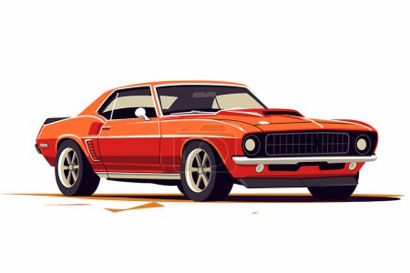 Ilustración de American 70s coche muscular personalizado. Vector - Imagen libre de derechos