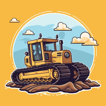 Illustration for Bulldozer grader vector illustration vector logo design for construction company - Royalty Free Image