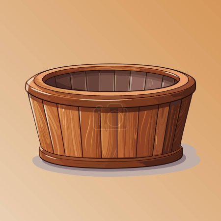 Baignoire en bois pour bain. Icône du bassin du sauna. Wellness spa procédures vecteur