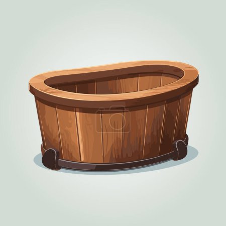 Baignoire en bois pour bain. Icône du bassin du sauna. Wellness spa procédures vecteur