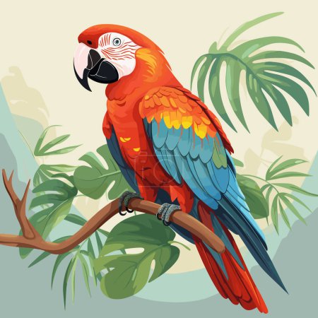 Illustration for Exotic parrot. Tropical bird parrot illustration vector - Royalty Free Image