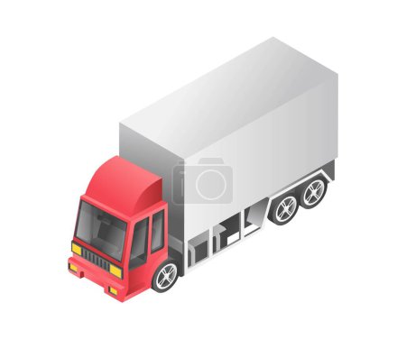 Ilustración de Flat isometric 3d illustration concept of heavy transport big box truck - Imagen libre de derechos