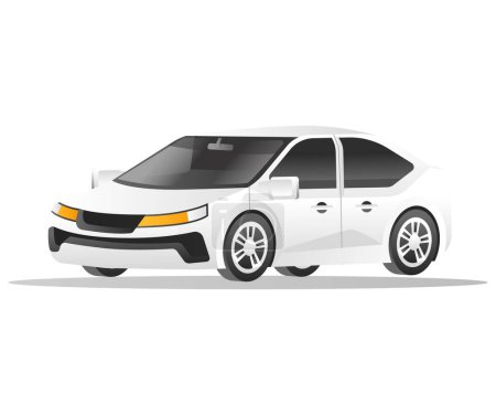 Illustration for Isometric flat concept 3d illustration of selver white luxury sedan car model character - Royalty Free Image