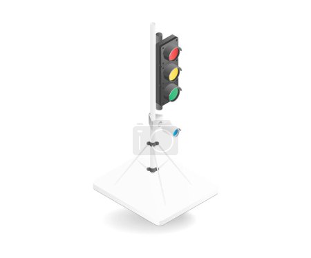 Illustration for Traffic light 3d isometric concept illustration with cctv - Royalty Free Image