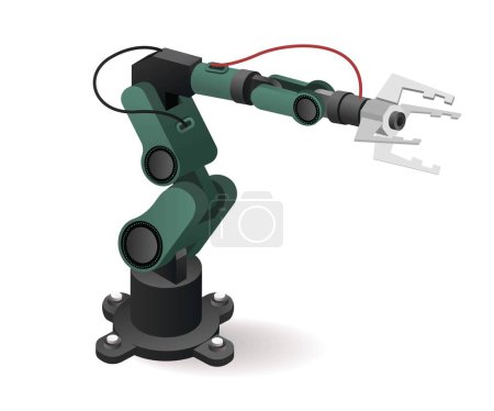 Téléchargez les illustrations : Technologie Bras robotique d'usine d'outils avec illustration isométrique de concept d'intelligence artificielle - en licence libre de droit