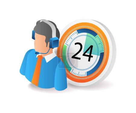 Illustration for Customer service 24 hours non-stop - Royalty Free Image