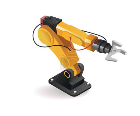Ilustración de Tecnología de herramientas de brazo de robot industrial con concepto de inteligencia artificial ilustración isométrica - Imagen libre de derechos