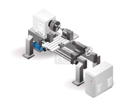 Téléchargez les illustrations : Usine industrielle de technologie de machine-outil de tour automatique CNC avec intelligence artificielle - en licence libre de droit