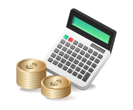 Ilustración de Calculadora de dinero para el concepto de ilustración isométrica contable - Imagen libre de derechos