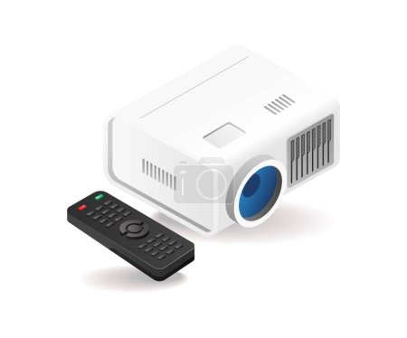 Illustration for Projector and remote for presentation concept isometric illustration - Royalty Free Image