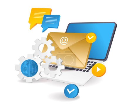 Ilustración de Red de email marketing de tecnología digital - Imagen libre de derechos