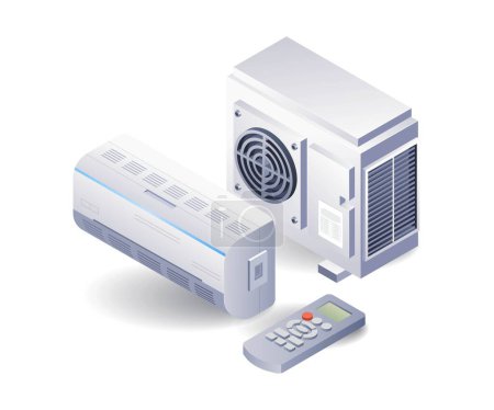 Illustration for Install home ac device isometric 3d illustration - Royalty Free Image
