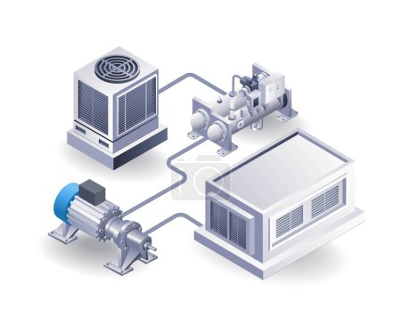 Illustration for HVAC network concept blower system isometric 3d illustration - Royalty Free Image