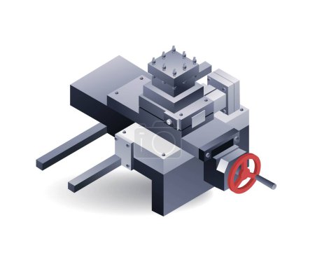 Ilustración de Torno manual parte máquina herramienta poste, plano isométrico 3d ilustración - Imagen libre de derechos