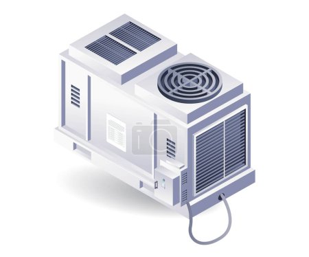 Illustration 3D isométrique du système CVC de l'équipement industriel de ventilateur