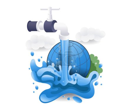 Commemorating world water day, flat isometric 3d illustration