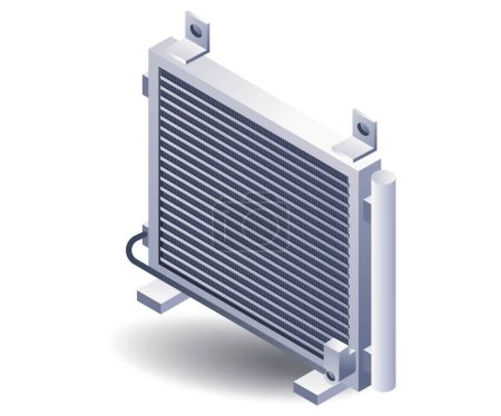 Car AC filter system isometric 3d illustration