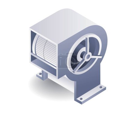 Filtre d'entrée de ventilateur industriel Illustration 3D isométrique plate du système CVC