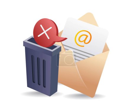 Spam basura correo electrónico infografía 3d plana ilustración isométrica