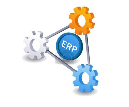 ERP business application symbol infographic 3d illustration flat isometric
