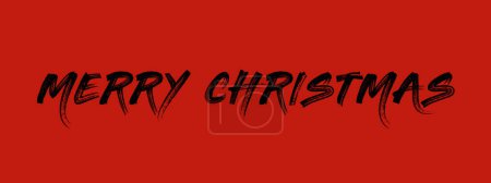Foto de Feliz Navidad texto y tarjeta de felicitación. Feliz diseño navideño con fondo rojo. - Imagen libre de derechos