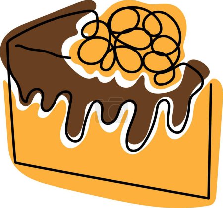 Foto de Dibujo continuo de la línea de delicioso pastel en rodajas. Una sola línea de arte pieza de postre dulce con chocolate. Ilustración vectorial. Línea de arte - Imagen libre de derechos