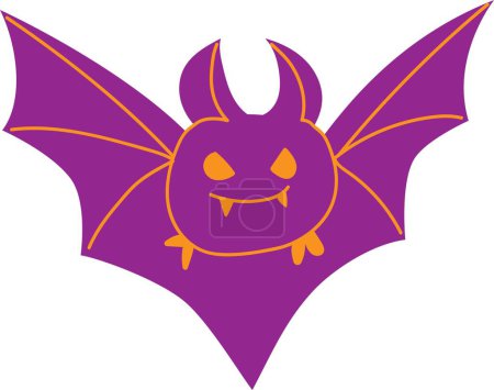 Foto de Truco o trato halloween, murciélago divertido en color púrpura. Ilustración vector gráfico. Murciélago volador - Imagen libre de derechos