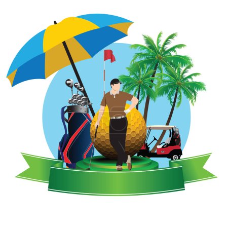 Foto de Umbrella and beach chair in a summer time on a background of the road - Imagen libre de derechos