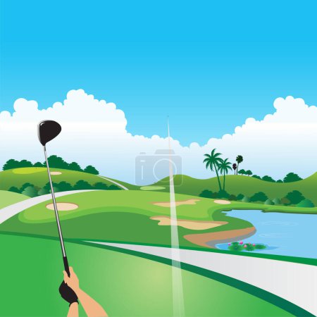 Illustration for The picture shows golfing to the destination. vector illustration - Royalty Free Image