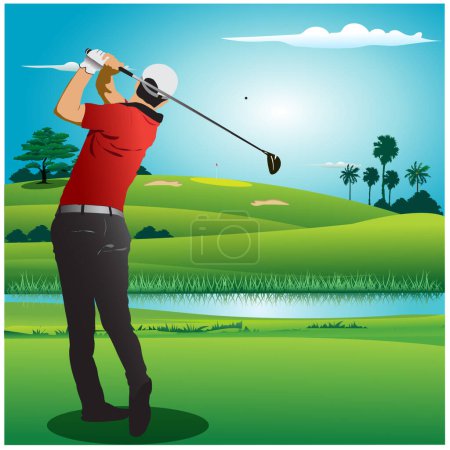 Ilustración de The picture shows golfing to the destination. vector illustration - Imagen libre de derechos