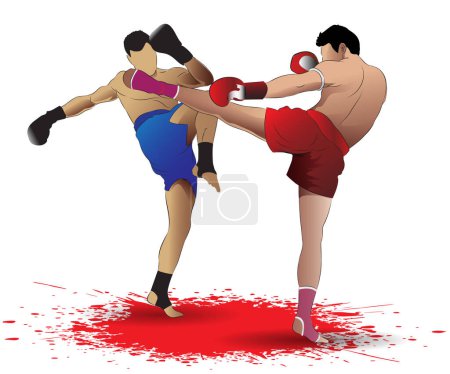Foto de Muay tailandés artes marciales silueta vector ilustración. - Imagen libre de derechos