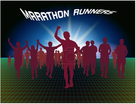 Foto de Maratón corredor vector ilustración sobre fondo de arte digital. - Imagen libre de derechos