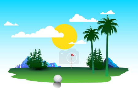 Golf sports view vector illustration for tournament advertising.