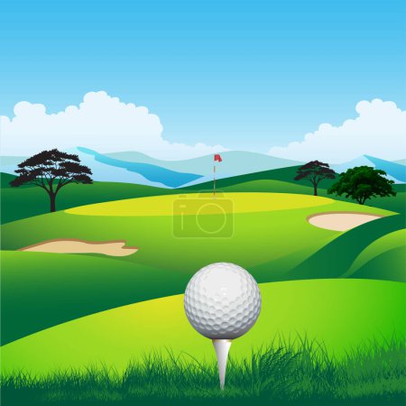 Golf Sports View Vektor Illustration für Turnier-Werbung.