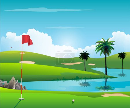 The picture shows golfing to the destination. vector illustration