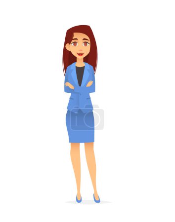 Illustration for Smiling young successful business woman  standing with crossed arms isolated white background - Royalty Free Image