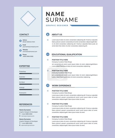 Illustration for Clean and modern resume or cv template - Royalty Free Image