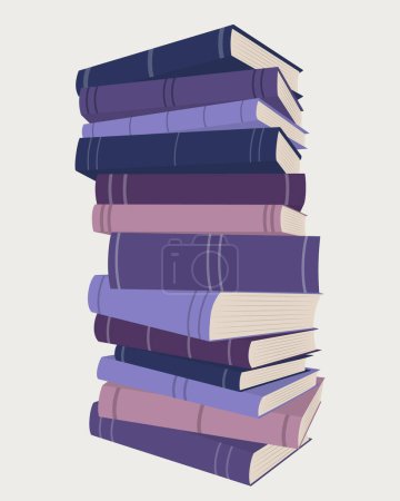 Isolated stack of books. Vector pile of books in pastel colors, flat style illustration.