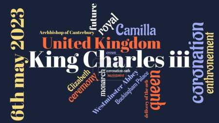 Foto de World cloud of the coronation of His Royal Majesty King Charles III on May 6 2023 - Imagen libre de derechos