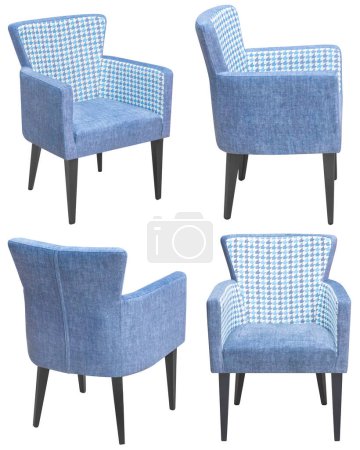 Téléchargez les photos : Upholstered armchair for the office or at home. Isolated from the background. In different angles. Interior element - en image libre de droit