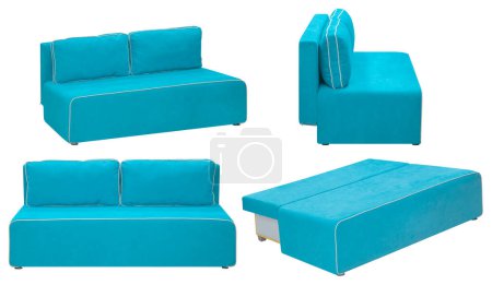 Foto de Folding sofa. Isolated from the background. In different angles. Interior element - Imagen libre de derechos
