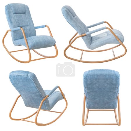 Rocking chair. Isolated from the background. In different angles. Interior element